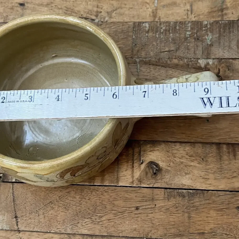 Olaria De Almancil Covered Bean Pot Crock Handle Rustic Floral Design Signed